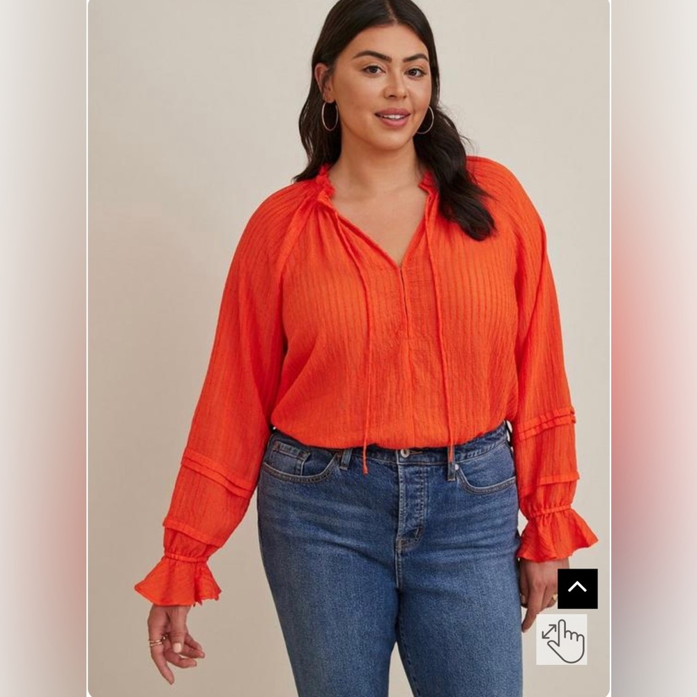 Torrid Stripe Gauze Lace-Up Peasant Top Size 1 or 1X